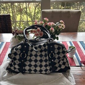 MCM Monochrome Diamond Pattern Satchel impeccable